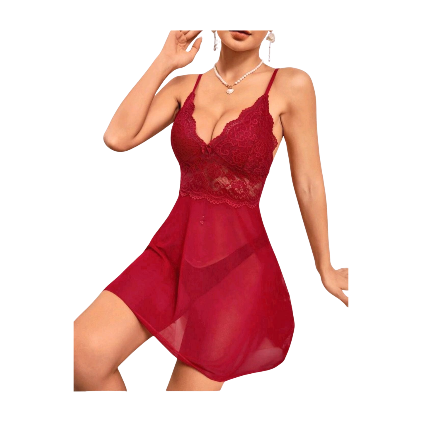 Baby Doll Burdeo Con Encaje
