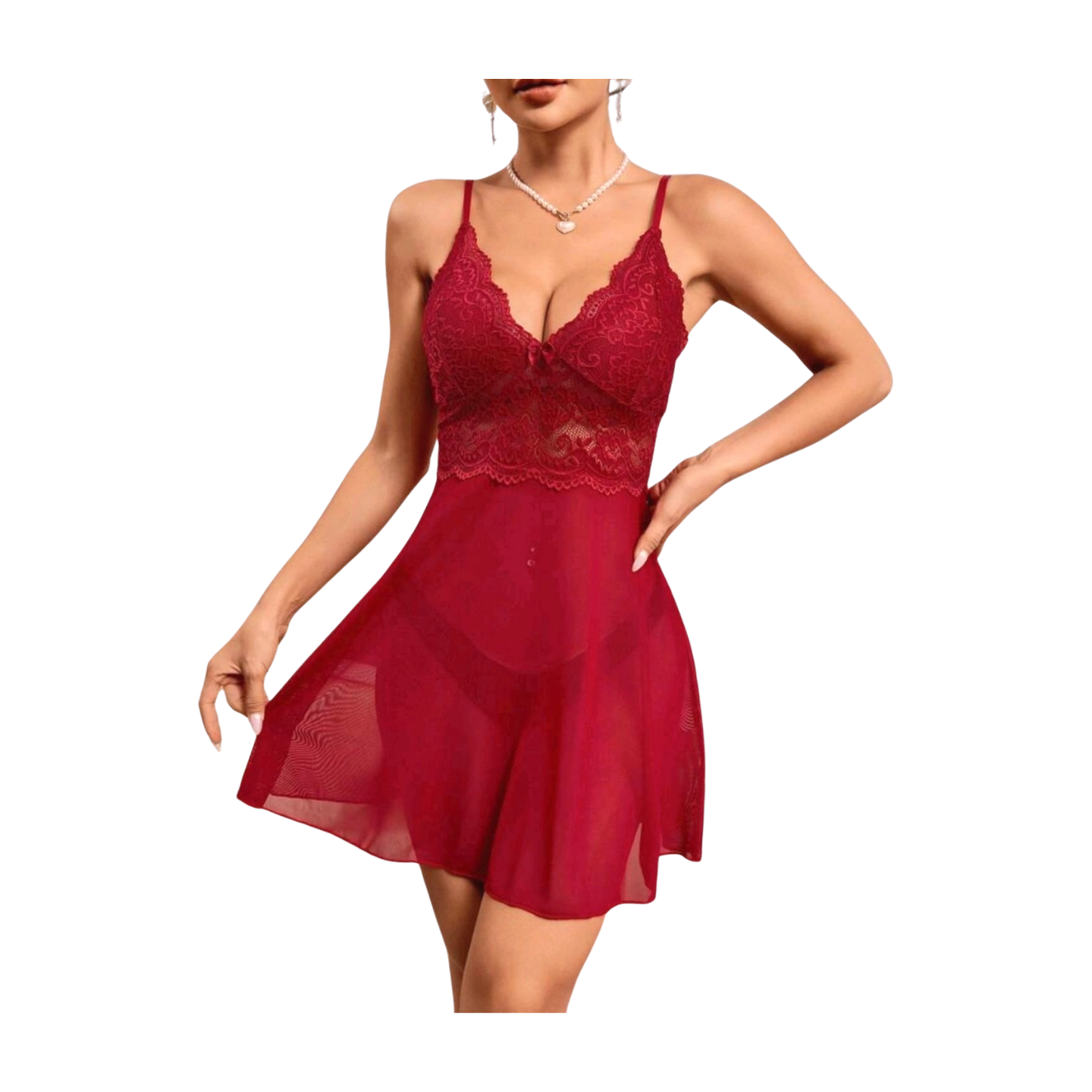 Baby Doll Burdeo Con Encaje