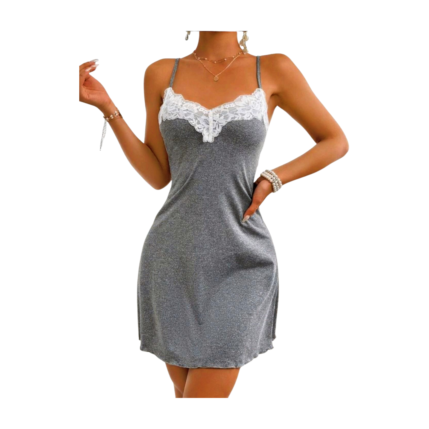 Camisola Gris Con Encaje