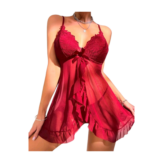 Baby Doll con Encaje y Volantes