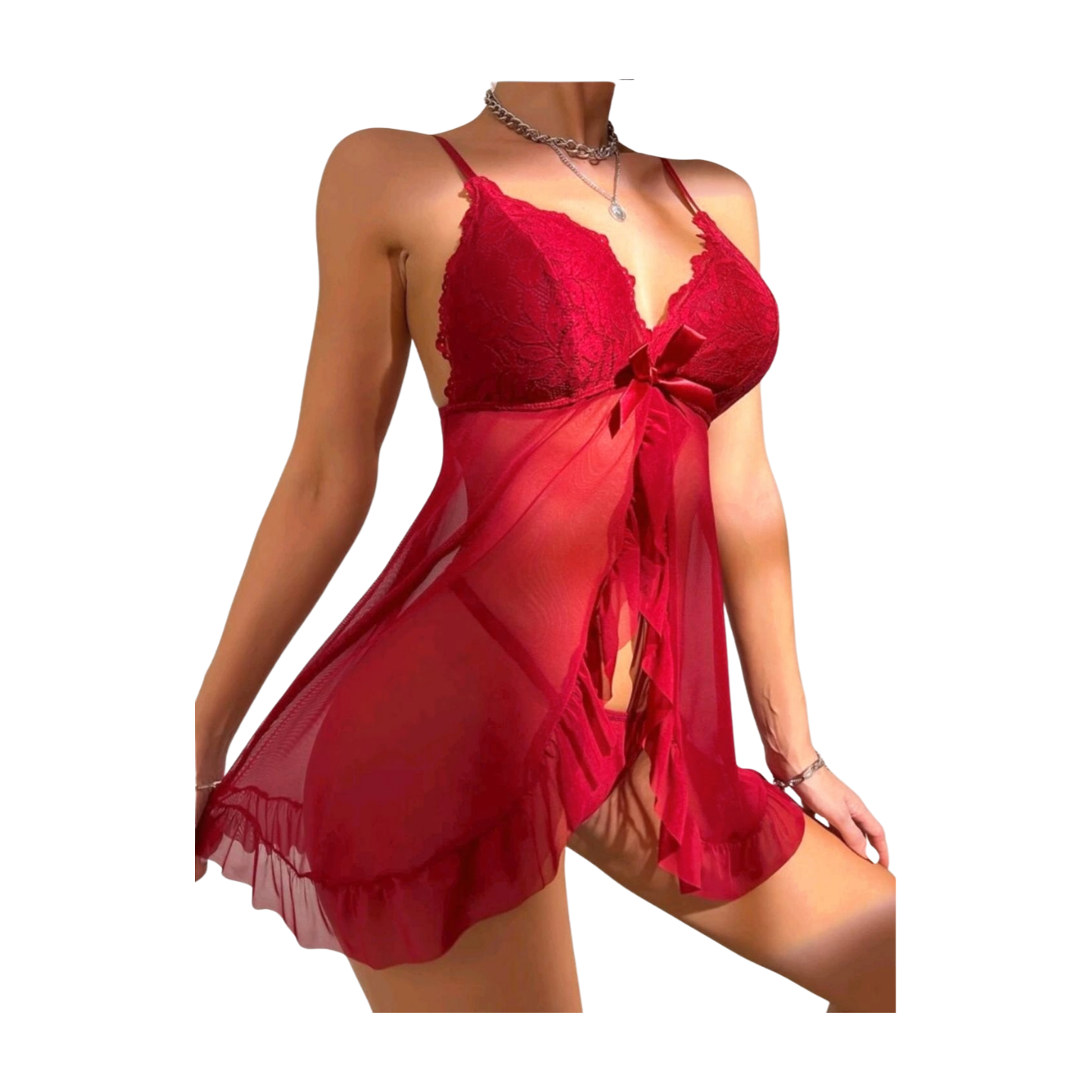 Baby Doll con Encaje y Volantes