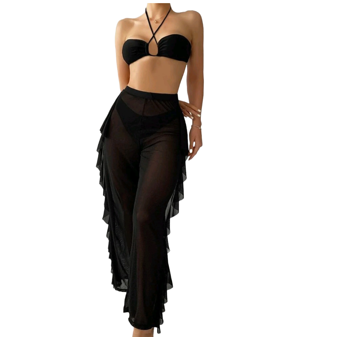 Traje de Bano Mujer Con Pantalones de Malla