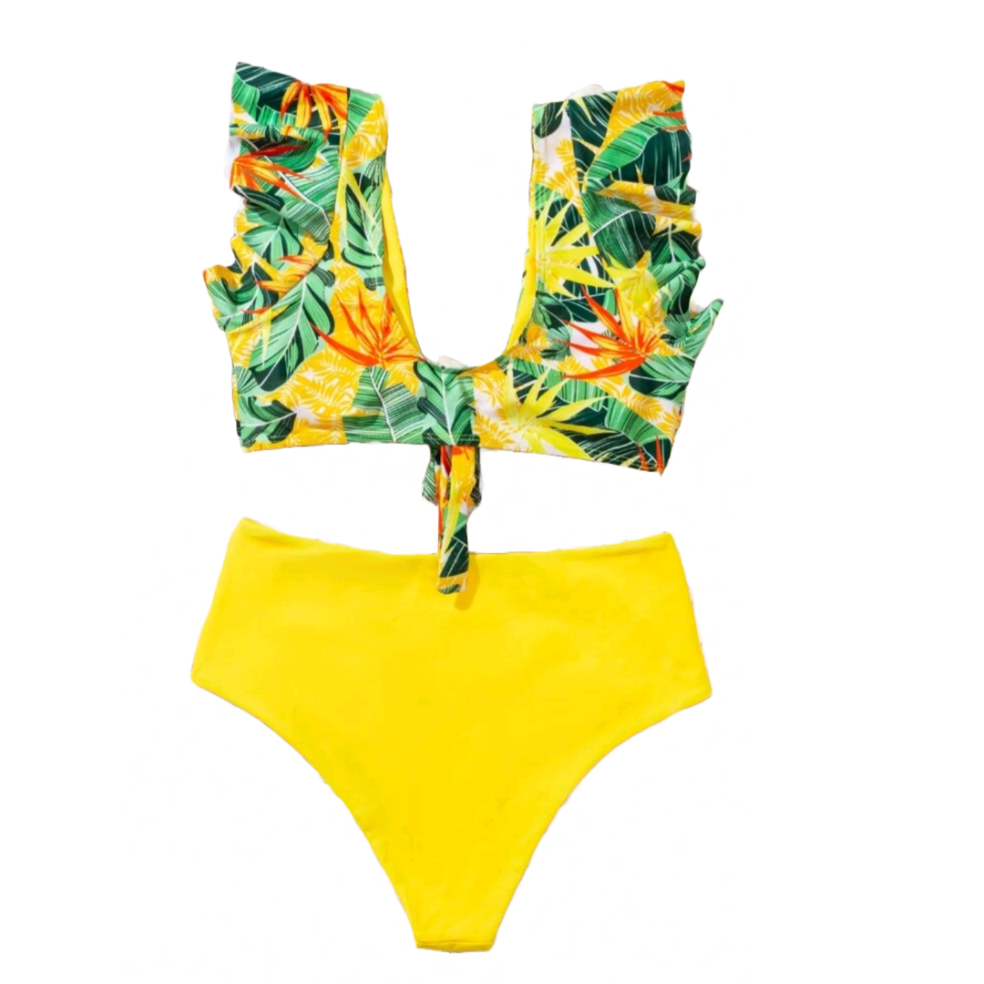 Traje de Baño Mujer 2 Piezas Estampado Tropical