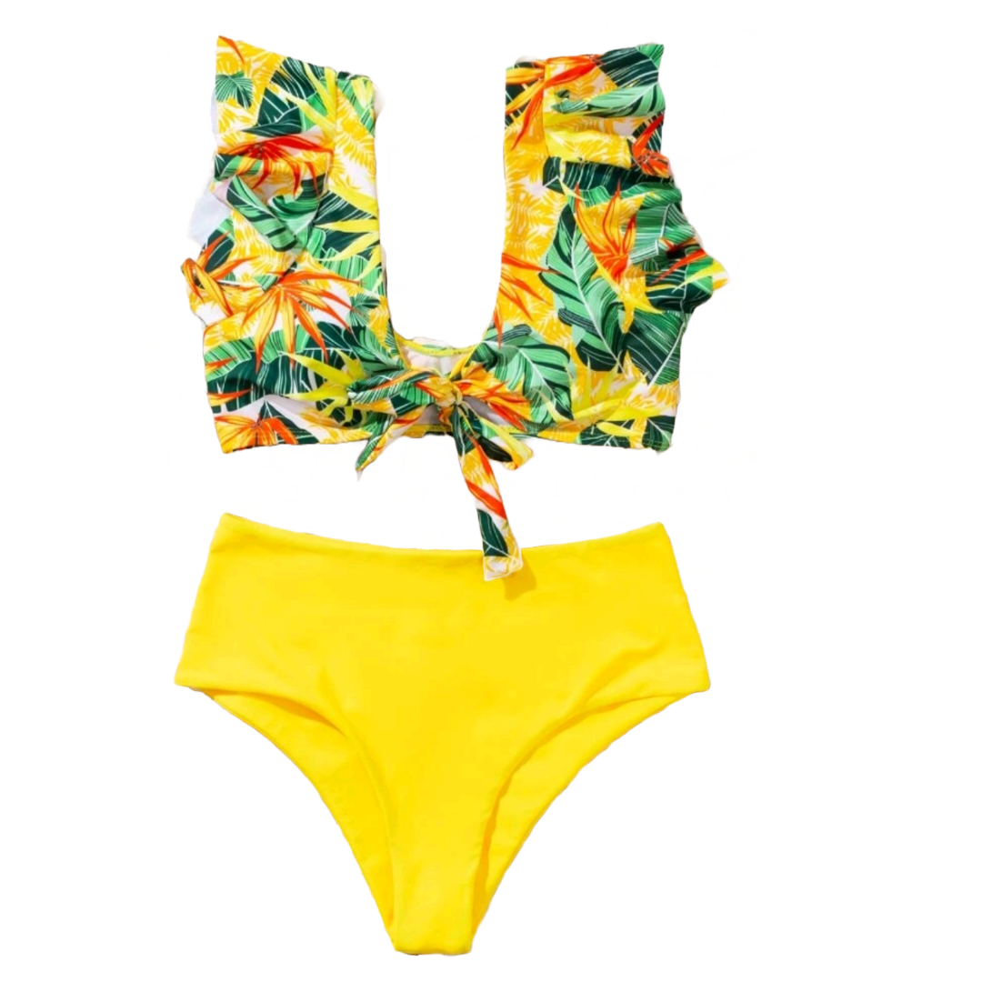 Traje de Baño Mujer 2 Piezas Estampado Tropical