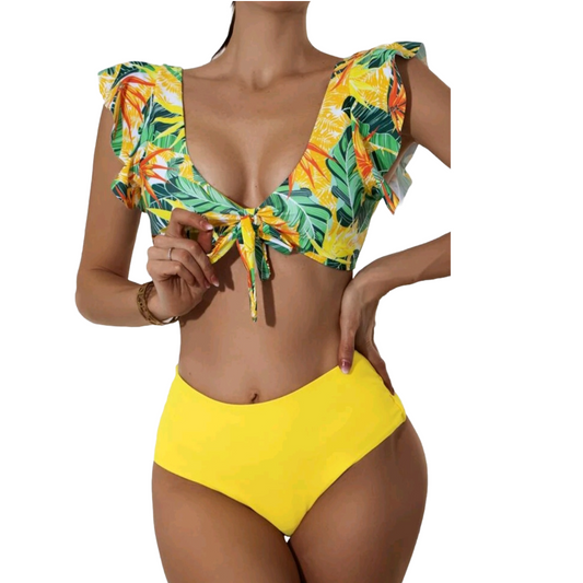 Traje de Baño Mujer 2 Piezas Estampado Tropical