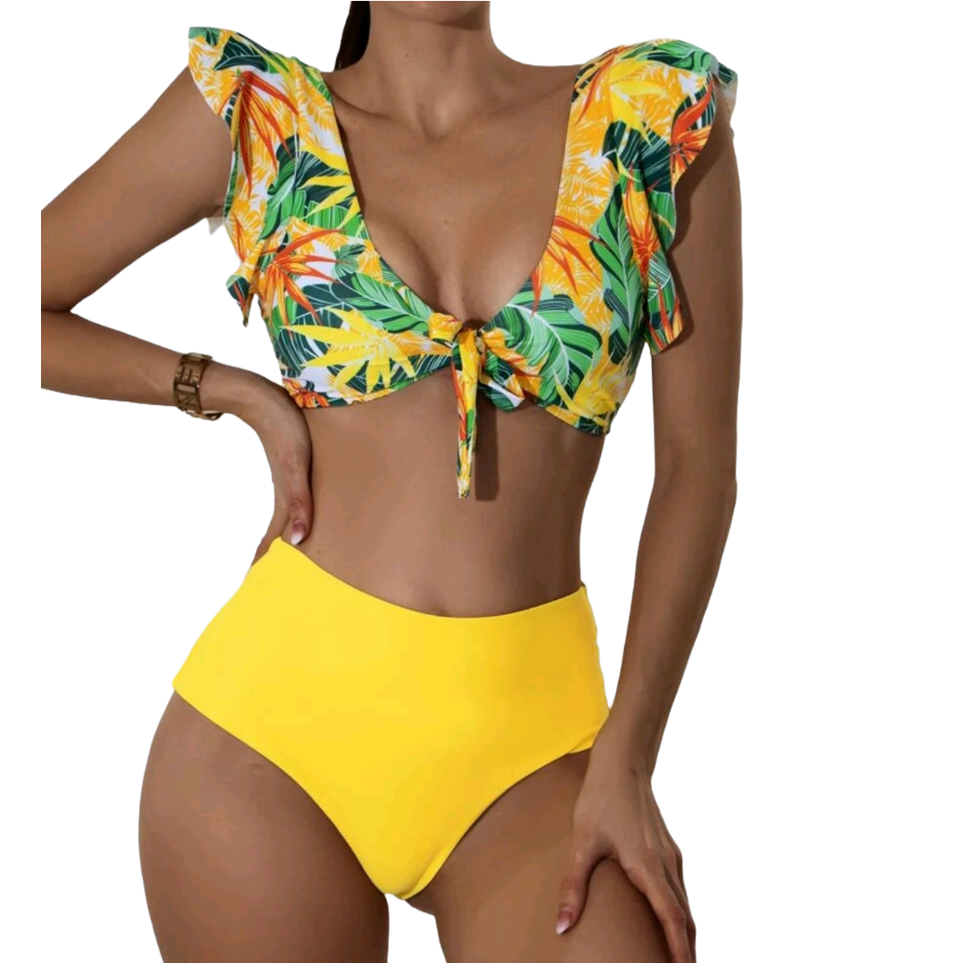 Traje de Baño Mujer 2 Piezas Estampado Tropical