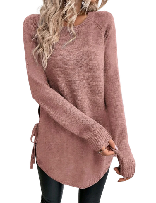 Sweater Largo Rosa Mujer