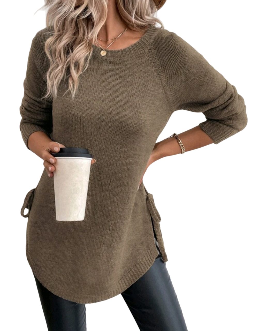 Sweater Largo Marrón Caqui