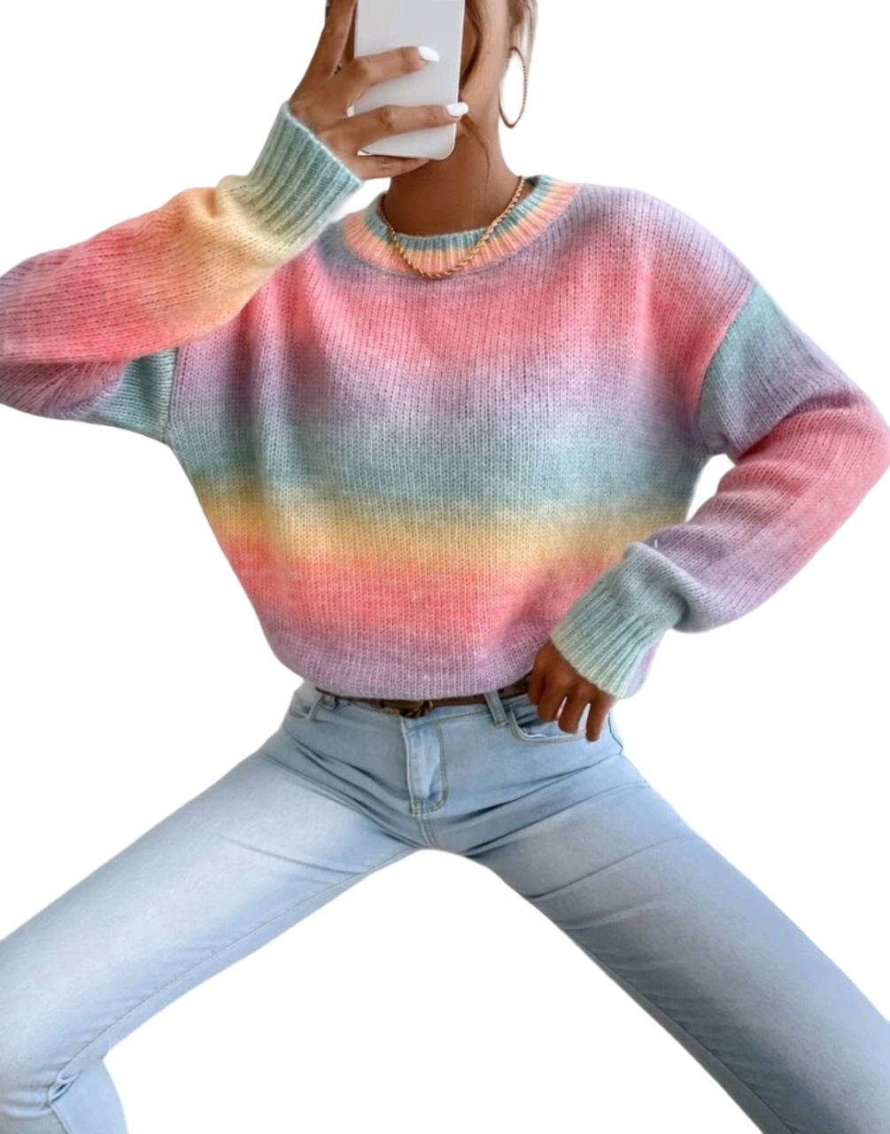 Sweater Colores Pasteles Estilo Hombros Caídos