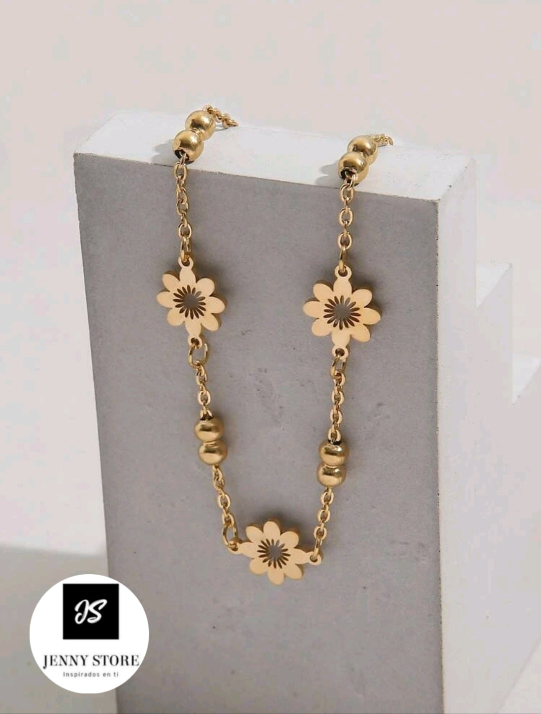 Pulsera Con Diseño de Flor Con Baño De Oro