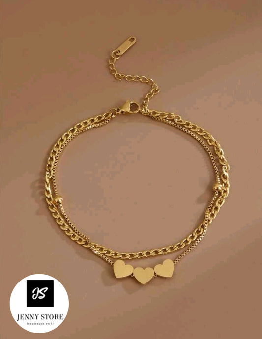 Tobillera Con Diseño de Corazones