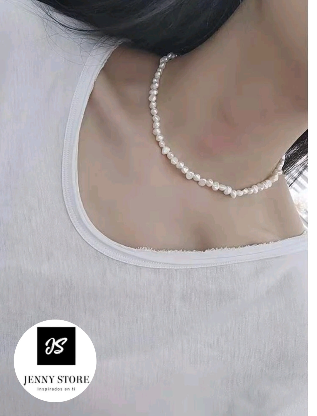 Collar Blanco Con Perlas
