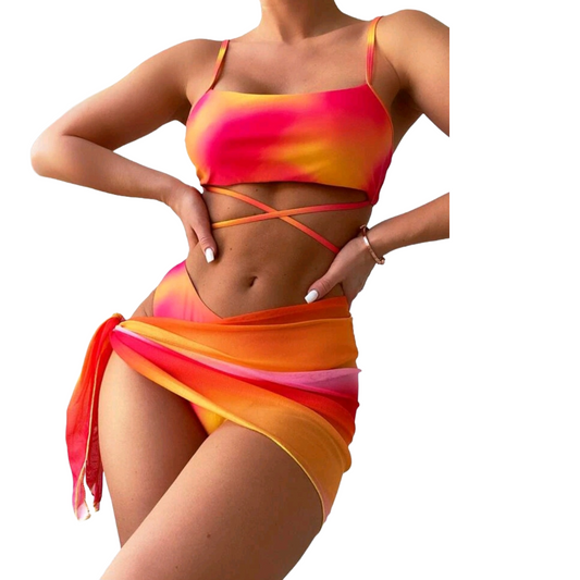 Traje de Baño de Mujer Con Bikini 3 Piezas