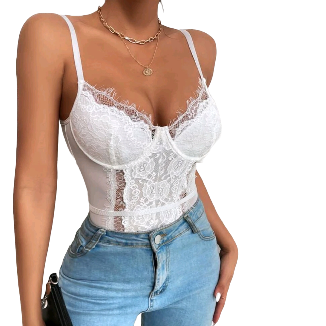 Body Con Encaje Sin Mangas Mujer