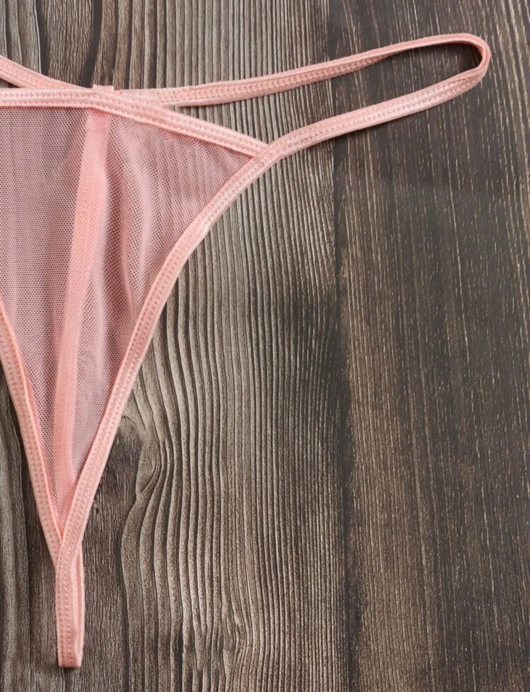 Bustier y Colaless Con Encaje Color Rosa
