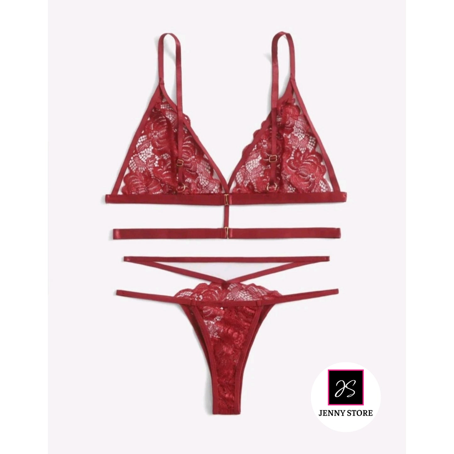 Conjunto de Lencería Sexy Con Ligas Color Rojo