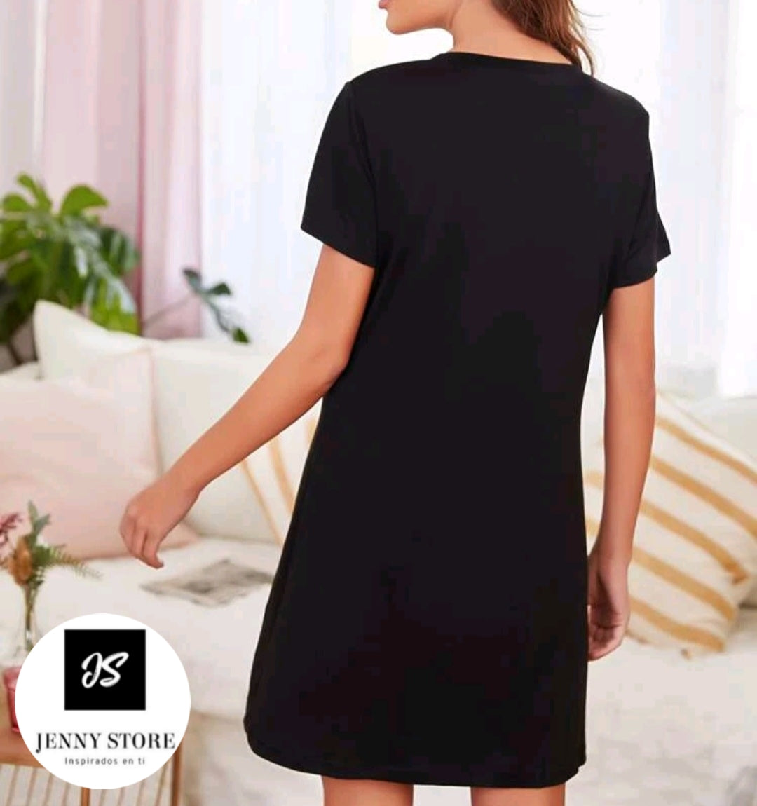 Camisa de Dormir Estampado de Gato