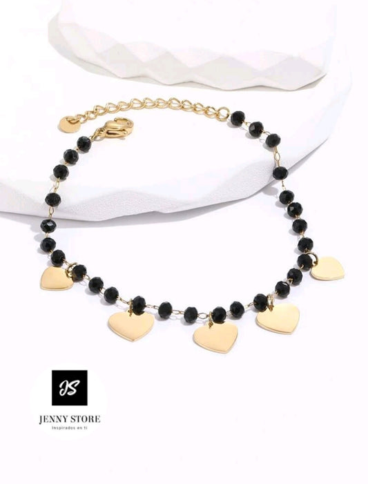 Pulsera Con Colgante de Corazones